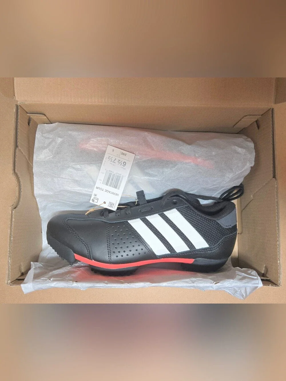 NEW Women's 7.5 cycling shoes - Adidas Heritage Tour Bike Shoes - Clipless Black
